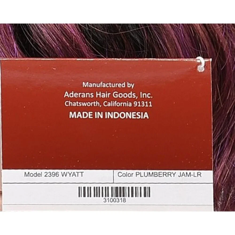 WYATT Wig by RENE OF PARIS, Plumberry Jam-LR (Long Rooted), Basic Cap, NEW